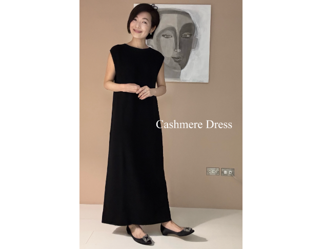 100% Cashmere 喀什米爾黑色背心裙