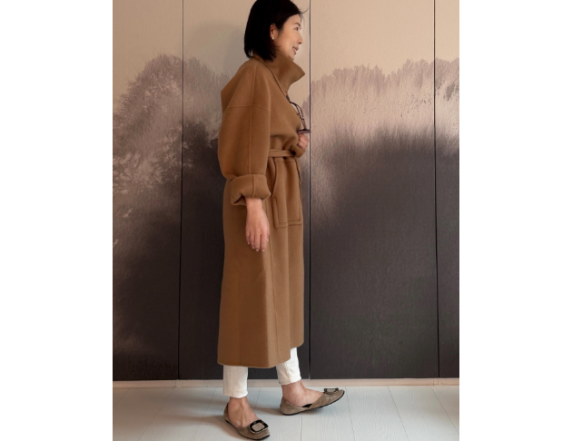 立領駝棕色大衣