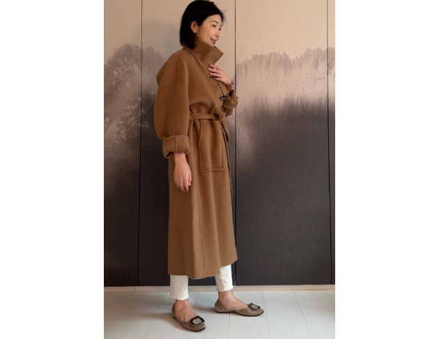 立領駝棕色大衣