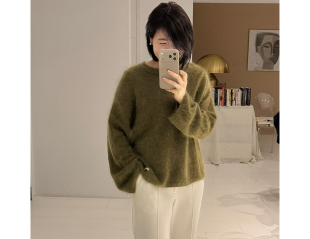 深苔綠色100%Cashmere毛衣