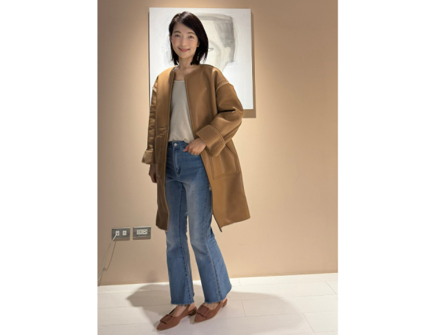 駝棕皮衣長外套